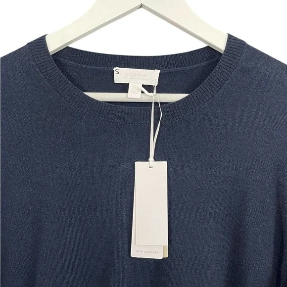 The White Company Tie Waist Lounge Sweater with Cashmere Wool Navy Blue NWT - Picture 7 of 15